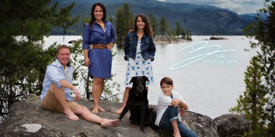 A family photo by the lake in McCall