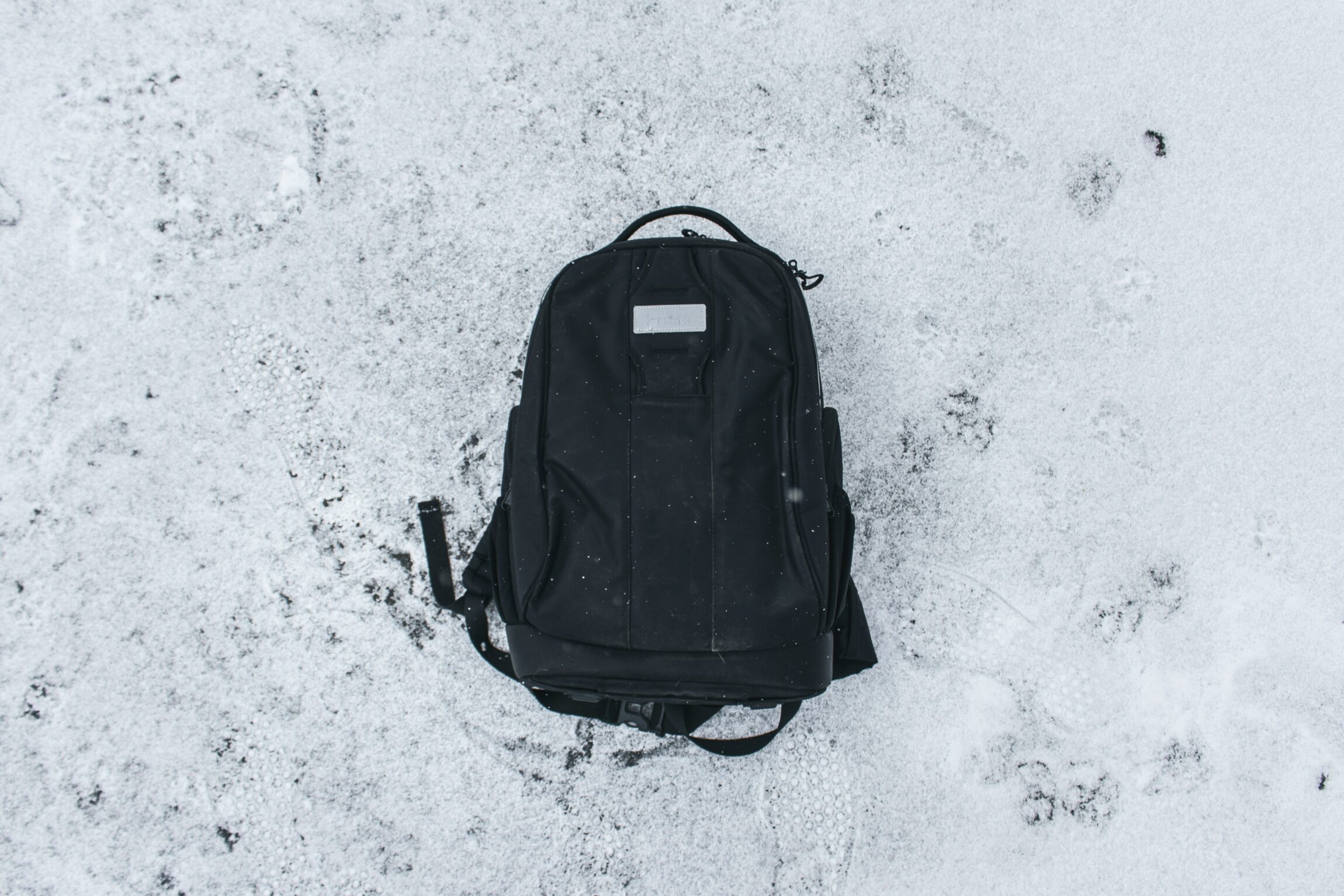 backpack in snow